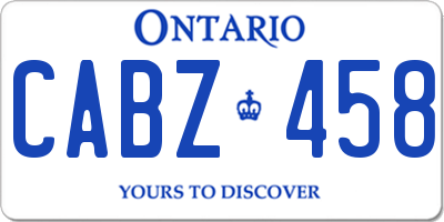 ON license plate CABZ458