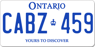 ON license plate CABZ459