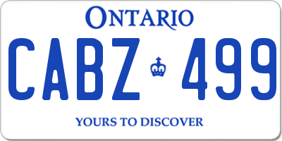 ON license plate CABZ499