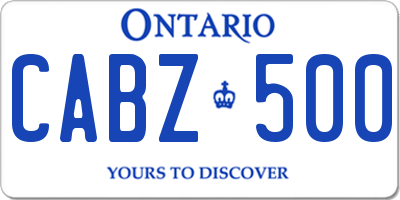 ON license plate CABZ500