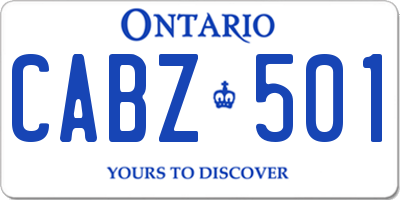 ON license plate CABZ501