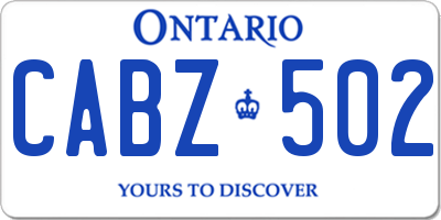 ON license plate CABZ502