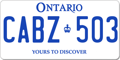 ON license plate CABZ503