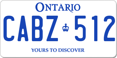 ON license plate CABZ512