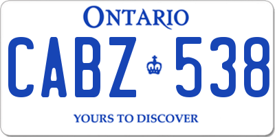 ON license plate CABZ538