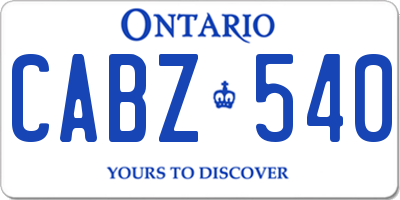 ON license plate CABZ540