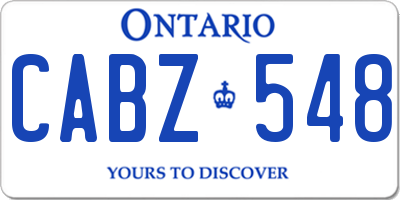 ON license plate CABZ548