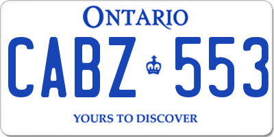 ON license plate CABZ553