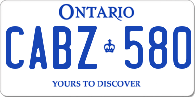 ON license plate CABZ580