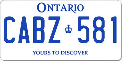 ON license plate CABZ581