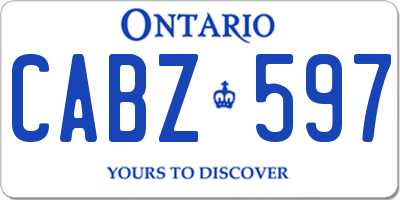 ON license plate CABZ597