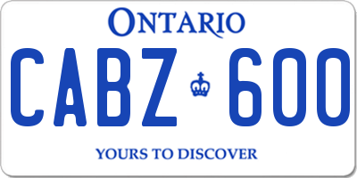 ON license plate CABZ600