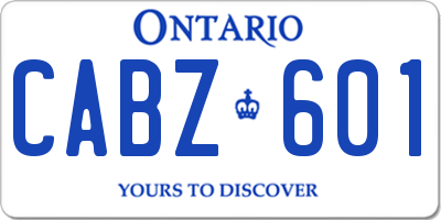 ON license plate CABZ601