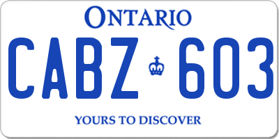 ON license plate CABZ603