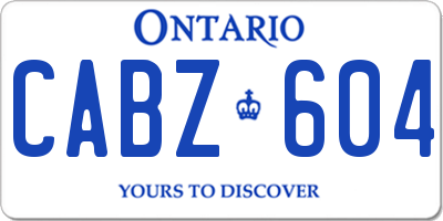 ON license plate CABZ604