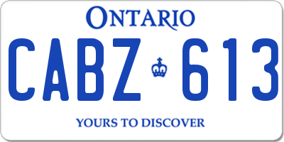 ON license plate CABZ613