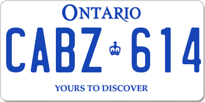 ON license plate CABZ614