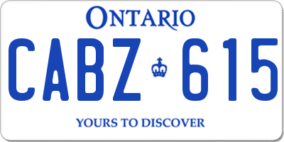 ON license plate CABZ615