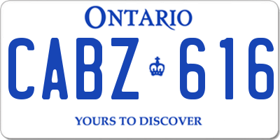 ON license plate CABZ616