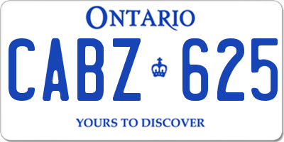 ON license plate CABZ625