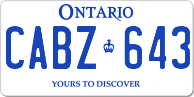 ON license plate CABZ643