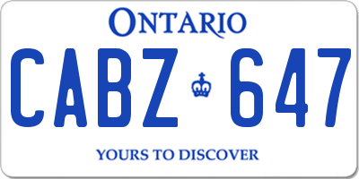 ON license plate CABZ647