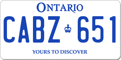 ON license plate CABZ651