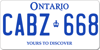 ON license plate CABZ668