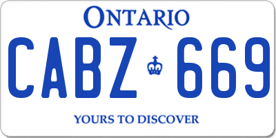 ON license plate CABZ669