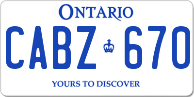 ON license plate CABZ670