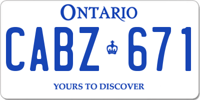 ON license plate CABZ671