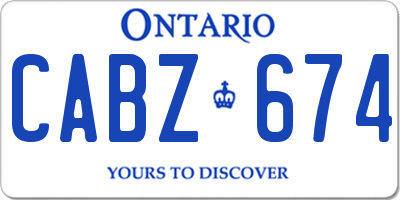 ON license plate CABZ674