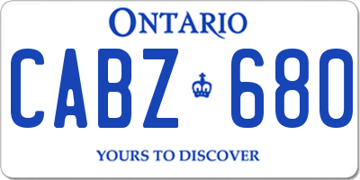 ON license plate CABZ680