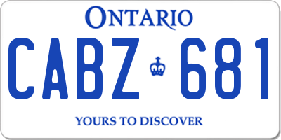 ON license plate CABZ681