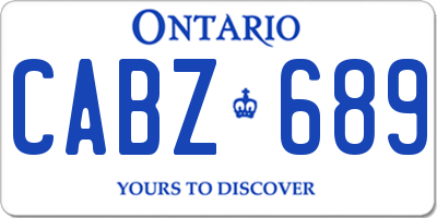 ON license plate CABZ689