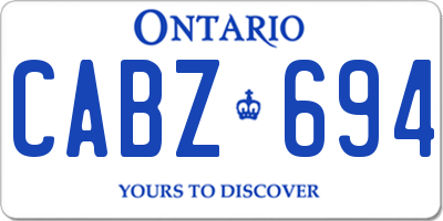 ON license plate CABZ694