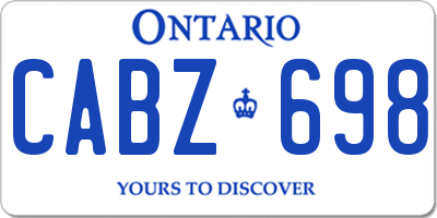 ON license plate CABZ698