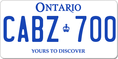 ON license plate CABZ700