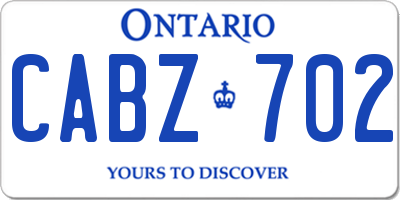 ON license plate CABZ702