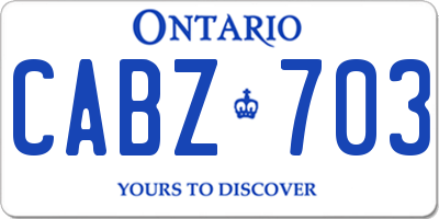 ON license plate CABZ703