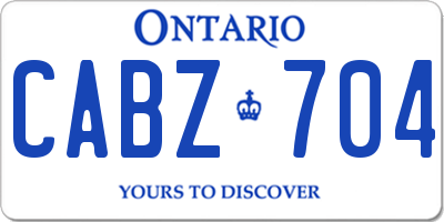 ON license plate CABZ704