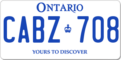 ON license plate CABZ708