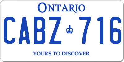 ON license plate CABZ716