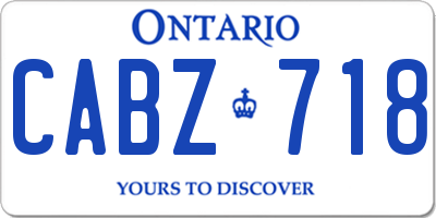 ON license plate CABZ718