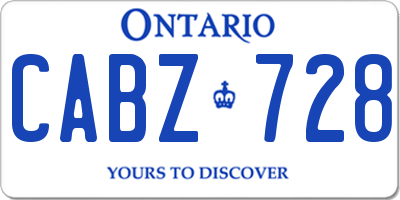 ON license plate CABZ728