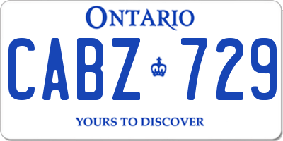 ON license plate CABZ729