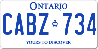 ON license plate CABZ734