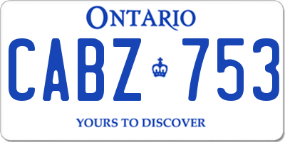 ON license plate CABZ753