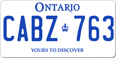 ON license plate CABZ763