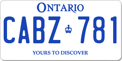 ON license plate CABZ781